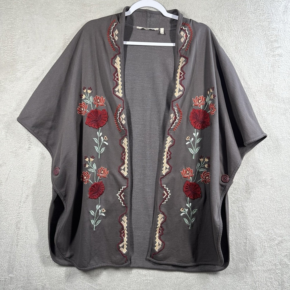 Soft Surroundings Sweetlana Embroidered‎ Cardigan Top Sz S Oversized Bohemian